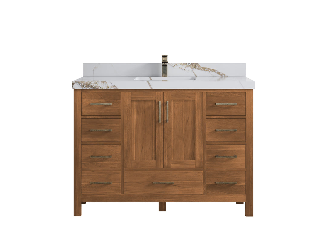 Malibu Teak Wood 48 in. W x 22 in. D Single Sink Bathroom Vanity
