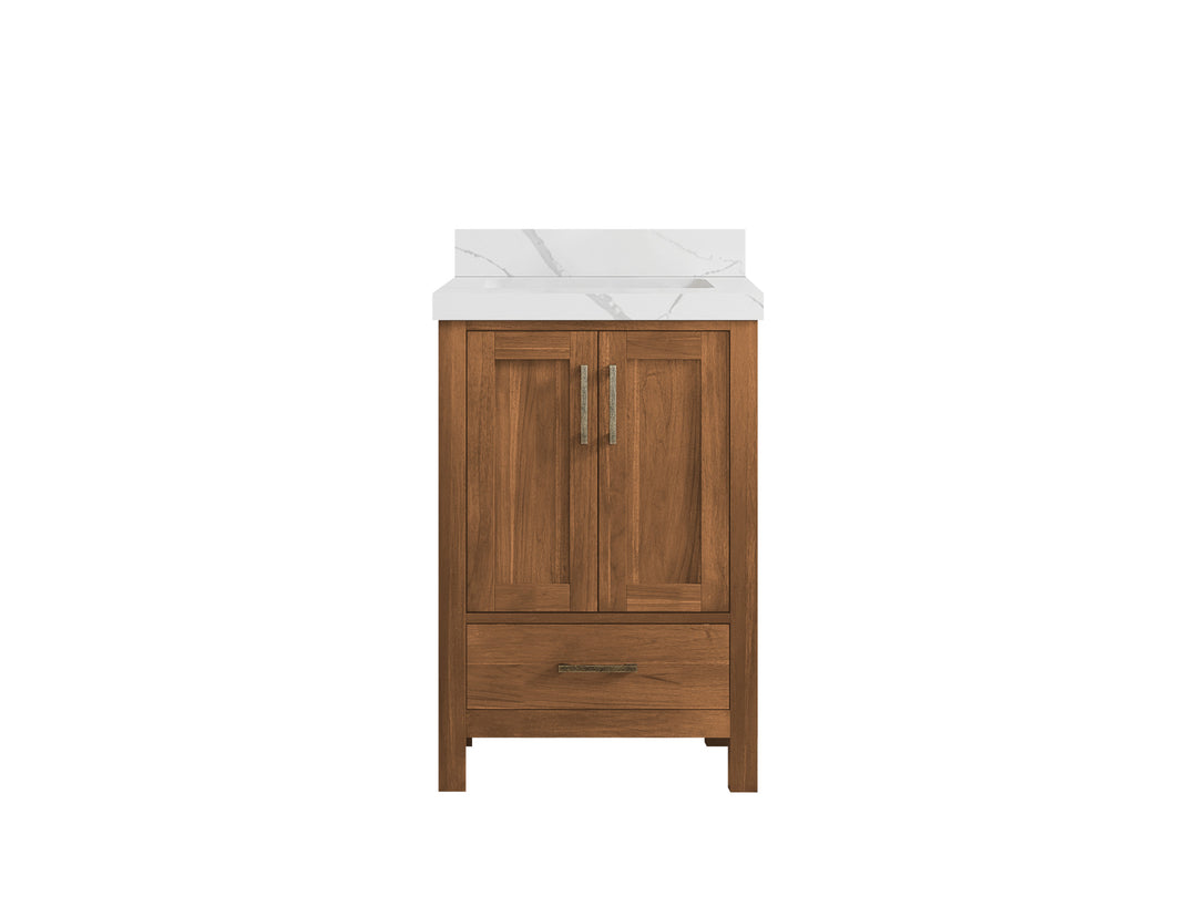 Malibu Teak Wood 24 in. W x 22 in. D Single Sink Bathroom Vanity
