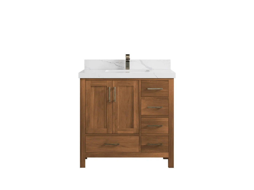 Malibu Teak Wood 36 in. W x 22 in. D Center Sink Bathroom Vanity