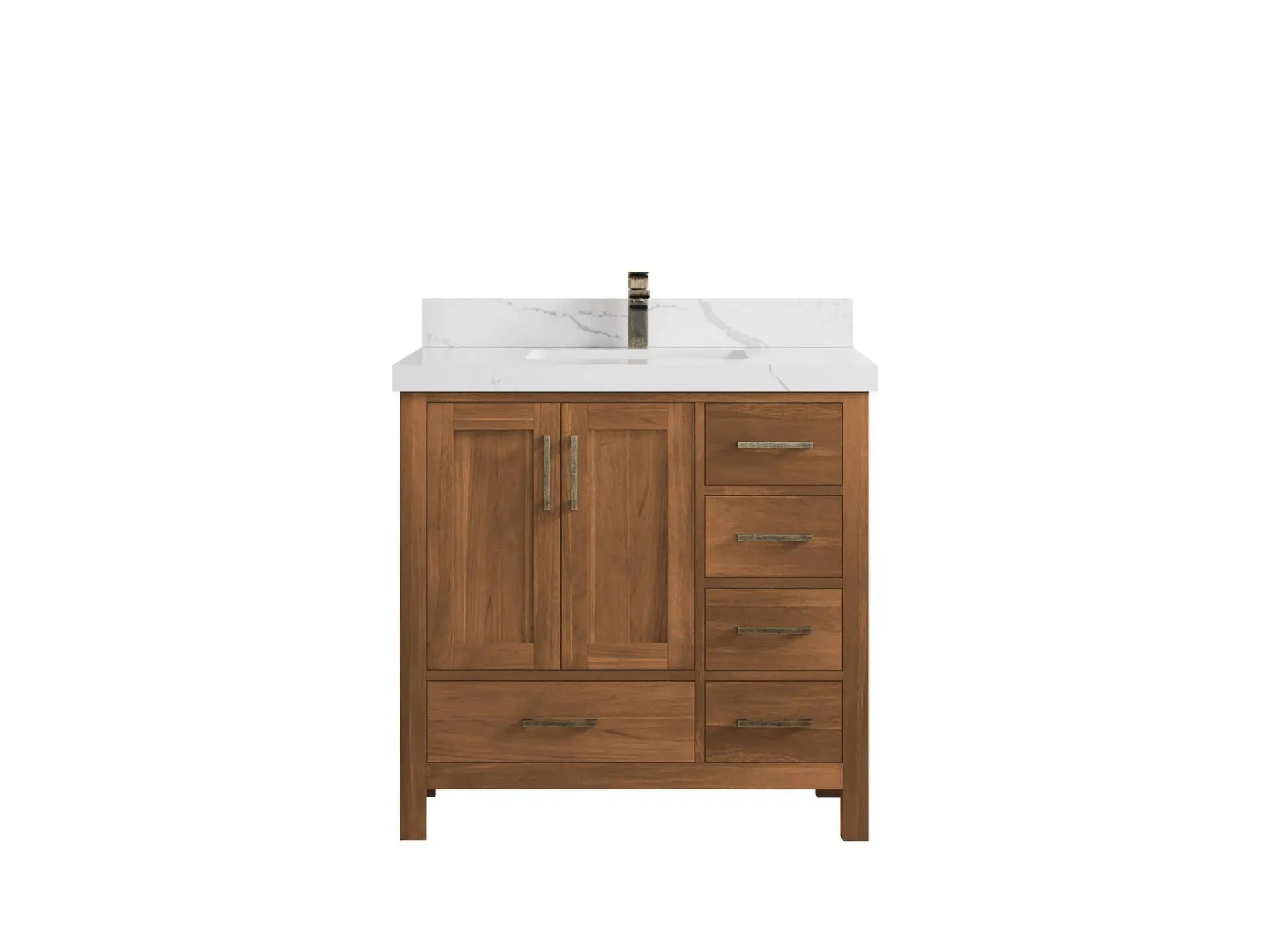 Malibu Teak Wood 36 in. W x 22 in. D Center Sink Bathroom Vanity