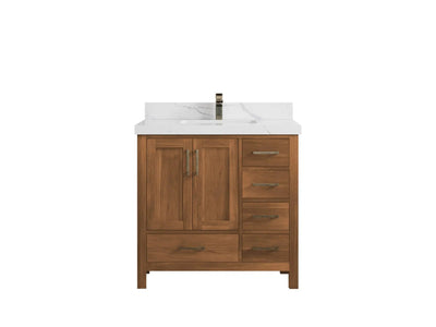 Malibu Teak Wood 36 in. W x 22 in. D Center Sink Bathroom Vanity