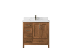 Malibu Teak Wood 36 in. W x 22 in. D Center Sink Bathroom Vanity - photo 1
