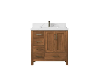 Malibu Teak Wood 36 in. W x 22 in. D Center Sink Bathroom Vanity