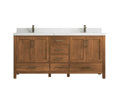 Malibu Teak Wood 72 in. W x 22 in. D Double Sink Bathroom Vanity - photo 1