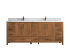 Malibu Teak Wood 84 in. W x 22 in. D Double Sink Bathroom Vanity - photo 1