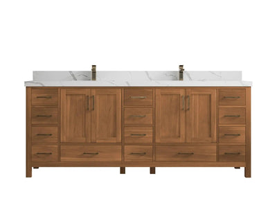 Malibu Teak Wood 84 in. W x 22 in. D Double Sink Bathroom Vanity - Willow Bath and Vanity