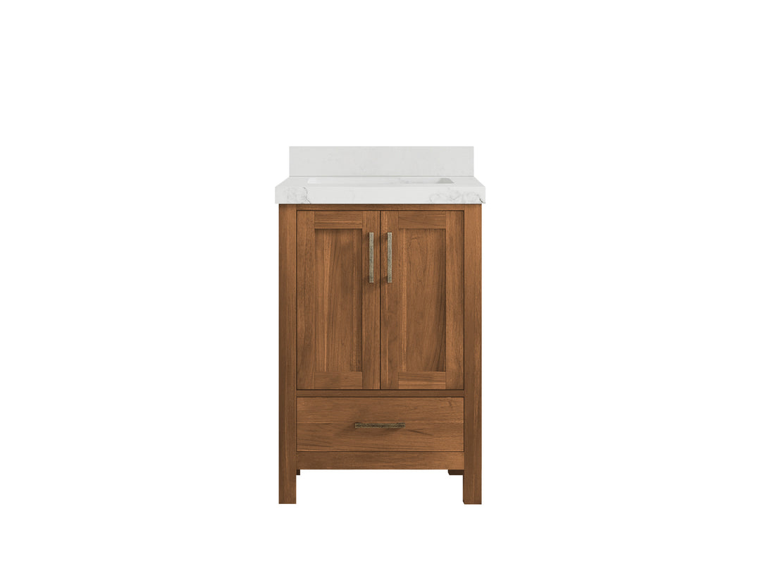 Malibu Teak Wood 24 in. W x 22 in. D Single Sink Bathroom Vanity