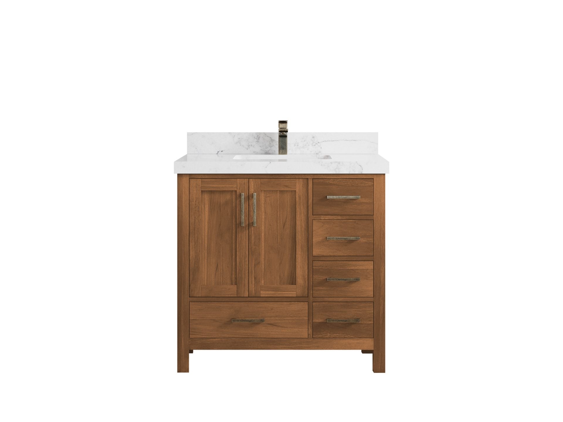 Malibu Teak Wood 36 in. W x 22 in. D Center Sink Bathroom Vanity