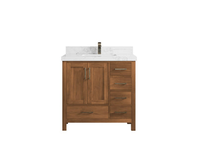 Malibu Teak Wood 36 in. W x 22 in. D Center Sink Bathroom Vanity