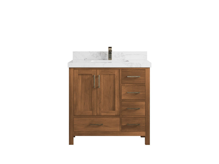 Malibu Teak Wood 36 in. W x 22 in. D Center Sink Bathroom Vanity - photo 10