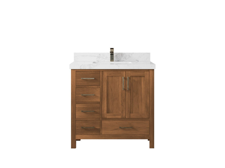 Malibu Teak Wood 36 in. W x 22 in. D Center Sink Bathroom Vanity - photo 10