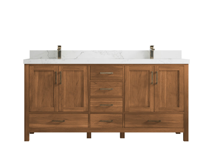Malibu Teak Wood 72 in. W x 22 in. D Double Sink Bathroom Vanity - photo 17