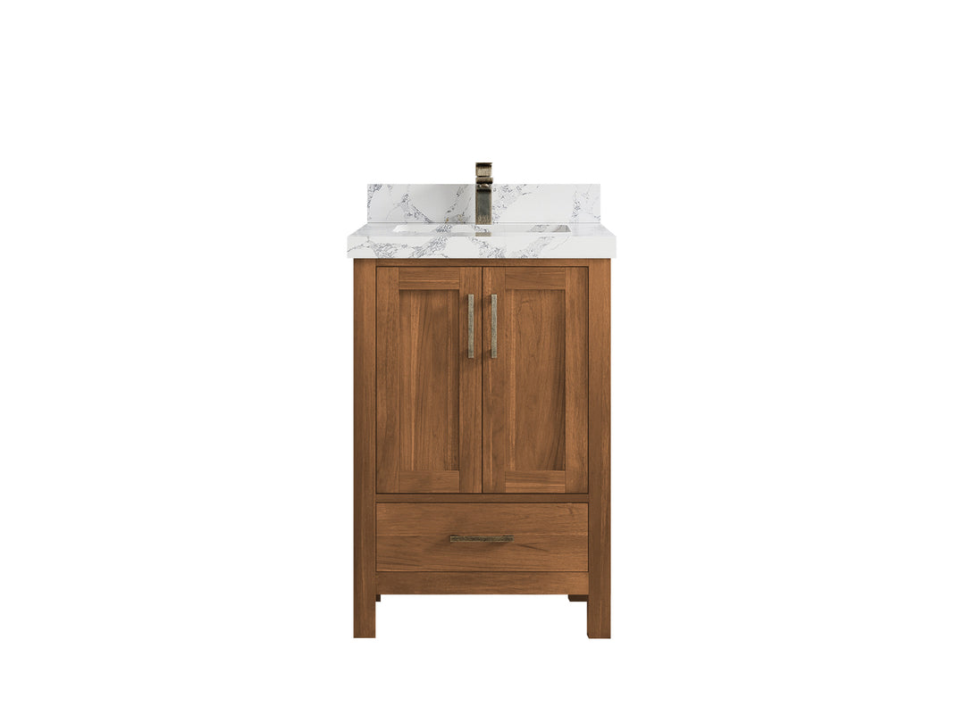 Malibu Teak Wood 24 in. W x 22 in. D Single Sink Bathroom Vanity