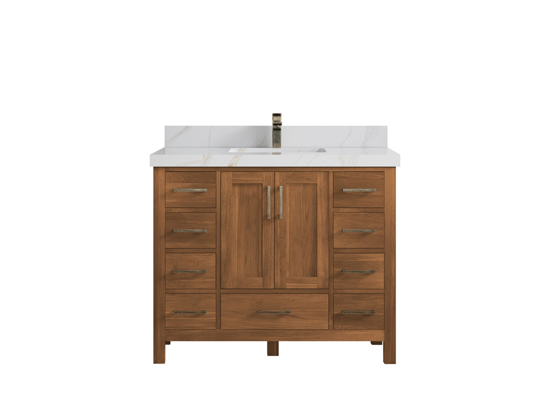 Malibu Teak Wood 42 in. W x 22 in. D Single Sink Bathroom Vanity