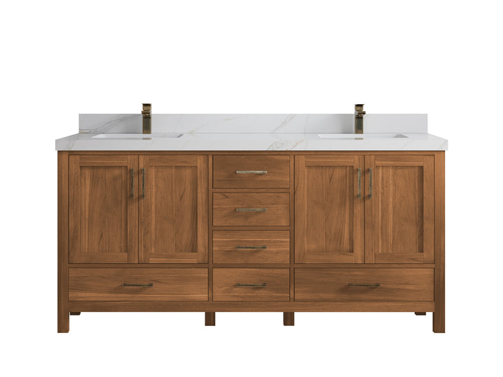 Malibu Teak Wood 72 in. W x 22 in. D Double Sink Bathroom Vanity - photo 19