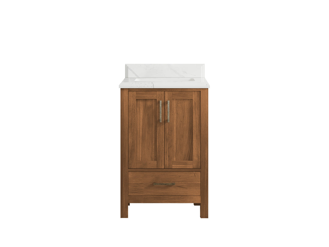 Malibu Teak Wood 24 in. W x 22 in. D Single Sink Bathroom Vanity