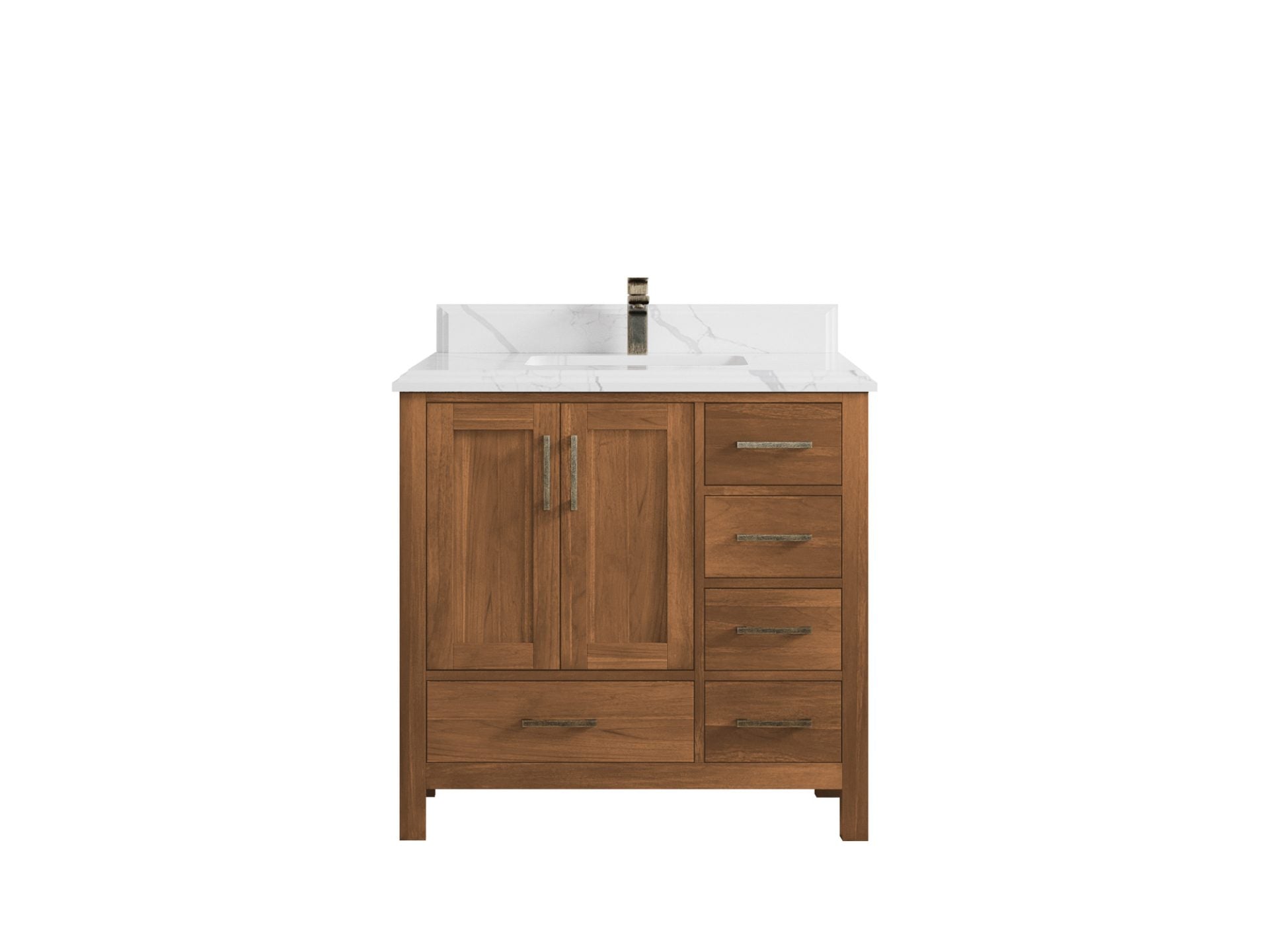 Malibu Teak Wood 36 in. W x 22 in. D Center Sink Bathroom Vanity