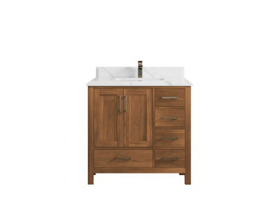 Malibu Teak Wood 36 in. W x 22 in. D Center Sink Bathroom Vanity