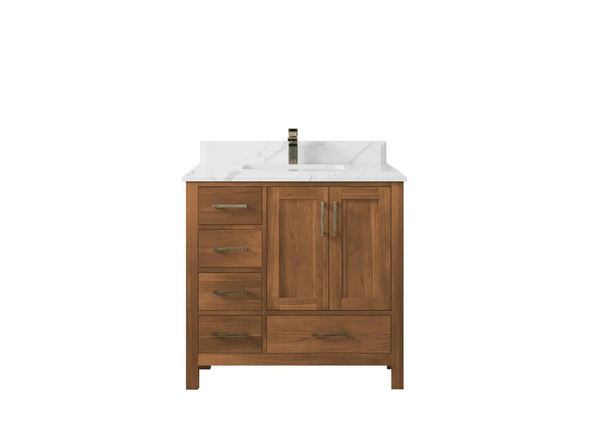 Malibu Teak Wood 36 in. W x 22 in. D Center Sink Bathroom Vanity