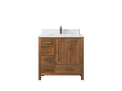 Malibu Teak Wood 36 in. W x 22 in. D Center Sink Bathroom Vanity