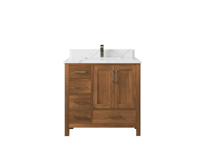 Malibu Teak Wood 36 in. W x 22 in. D Center Sink Bathroom Vanity - photo 14