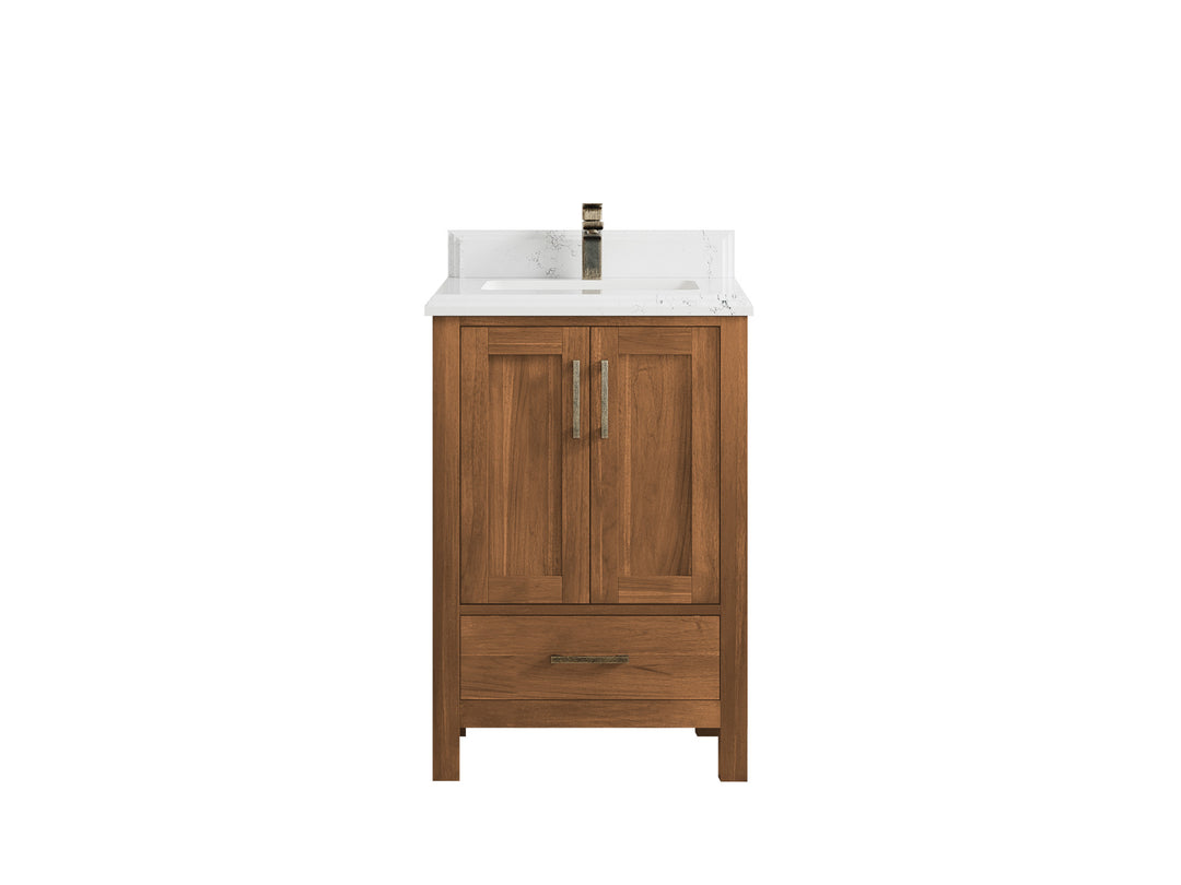 Malibu Teak Wood 24 in. W x 22 in. D Single Sink Bathroom Vanity