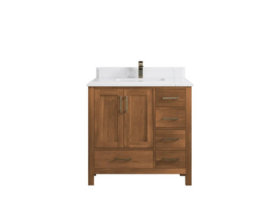 Malibu Teak Wood 36 in. W x 22 in. D Center Sink Bathroom Vanity