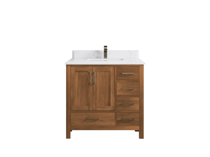 Malibu Teak Wood 36 in. W x 22 in. D Center Sink Bathroom Vanity - photo 15