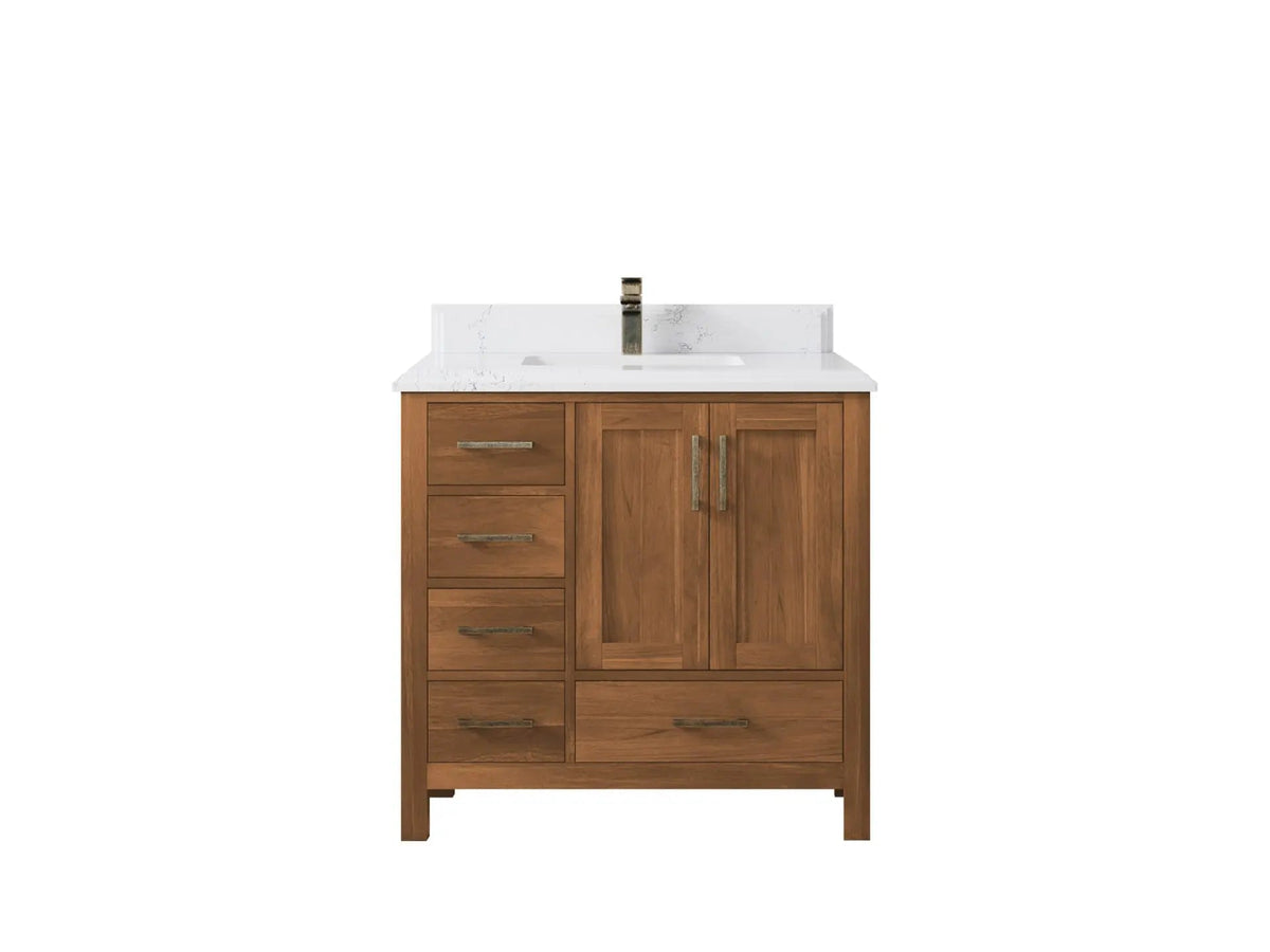 Malibu Teak Wood 36 in. W x 22 in. D Center Sink Bathroom Vanity