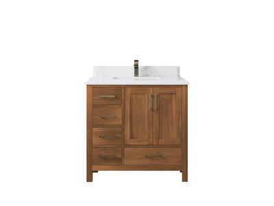 Malibu Teak Wood 36 in. W x 22 in. D Center Sink Bathroom Vanity