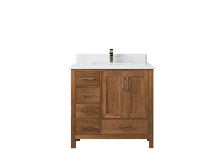 Malibu Teak Wood 36 in. W x 22 in. D Center Sink Bathroom Vanity - photo 15