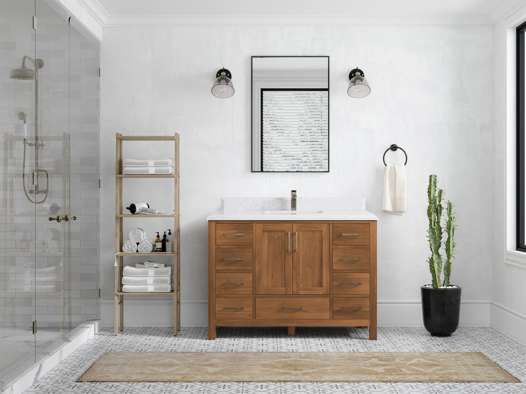 Malibu Teak Wood 48 in. W x 22 in. D Single Sink Bathroom Vanity