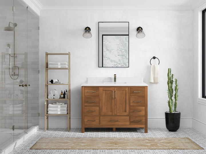 Malibu Teak Wood 48 in. W x 22 in. D Single Sink Bathroom Vanity - photo 31