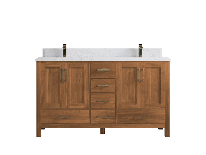 Malibu Teak Wood 60 in. W x 22 in. D Double Sink Bathroom Vanity - photo 31