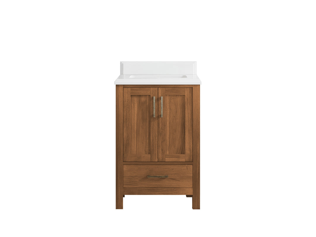 Malibu Teak Wood 24 in. W x 22 in. D Single Sink Bathroom Vanity