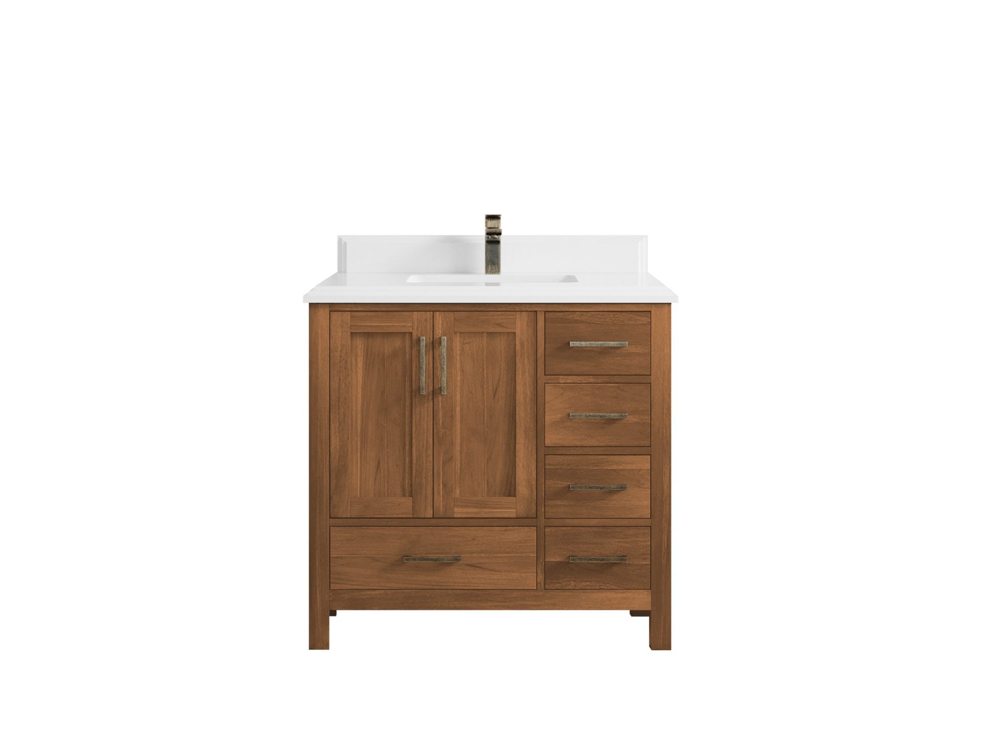 Malibu Teak Wood 36 in. W x 22 in. D Center Sink Bathroom Vanity