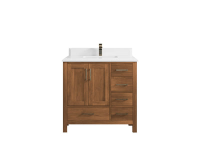 Malibu Teak Wood 36 in. W x 22 in. D Center Sink Bathroom Vanity