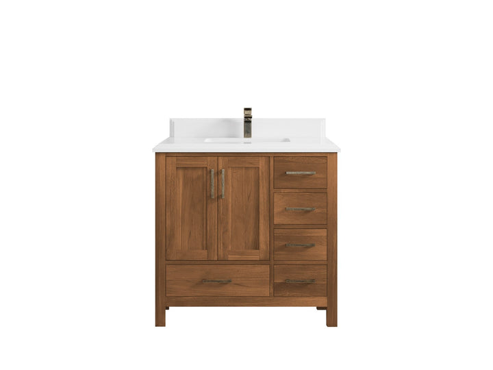 Malibu Teak Wood 36 in. W x 22 in. D Center Sink Bathroom Vanity - photo 16