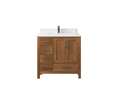 Malibu Teak Wood 36 in. W x 22 in. D Center Sink Bathroom Vanity