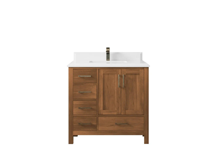 Malibu Teak Wood 36 in. W x 22 in. D Center Sink Bathroom Vanity - photo 16