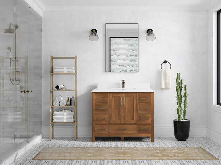 Malibu Teak Wood 42 in. W x 22 in. D Single Sink Bathroom Vanity - photo 33