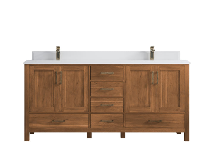 Malibu Teak Wood 72 in. W x 22 in. D Double Sink Bathroom Vanity - photo 29