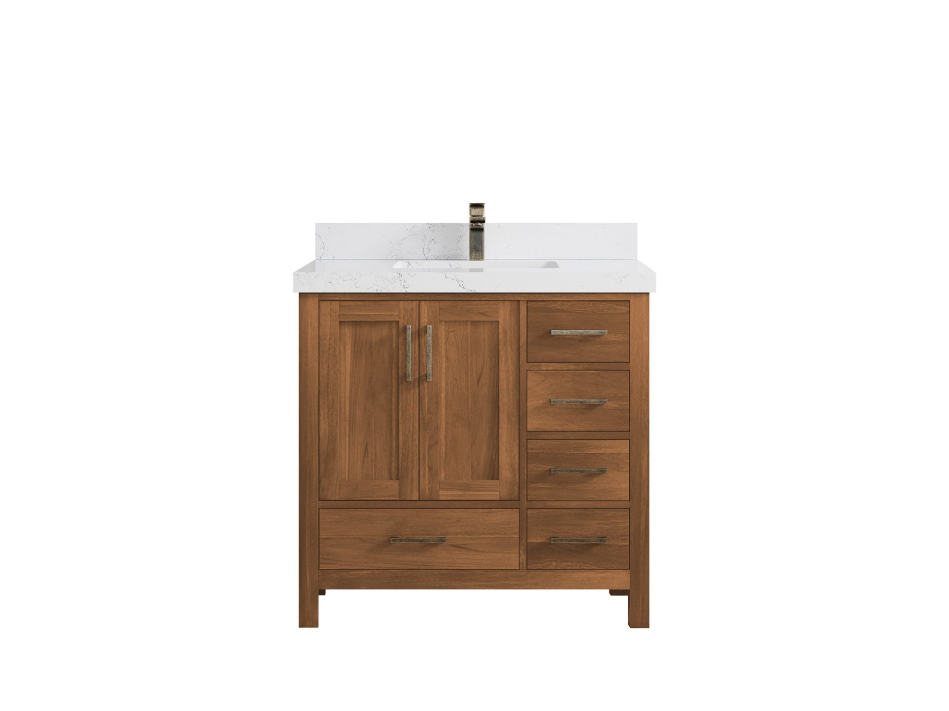 Malibu Teak Wood 36 in. W x 22 in. D Center Sink Bathroom Vanity
