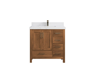 Malibu Teak Wood 36 in. W x 22 in. D Center Sink Bathroom Vanity