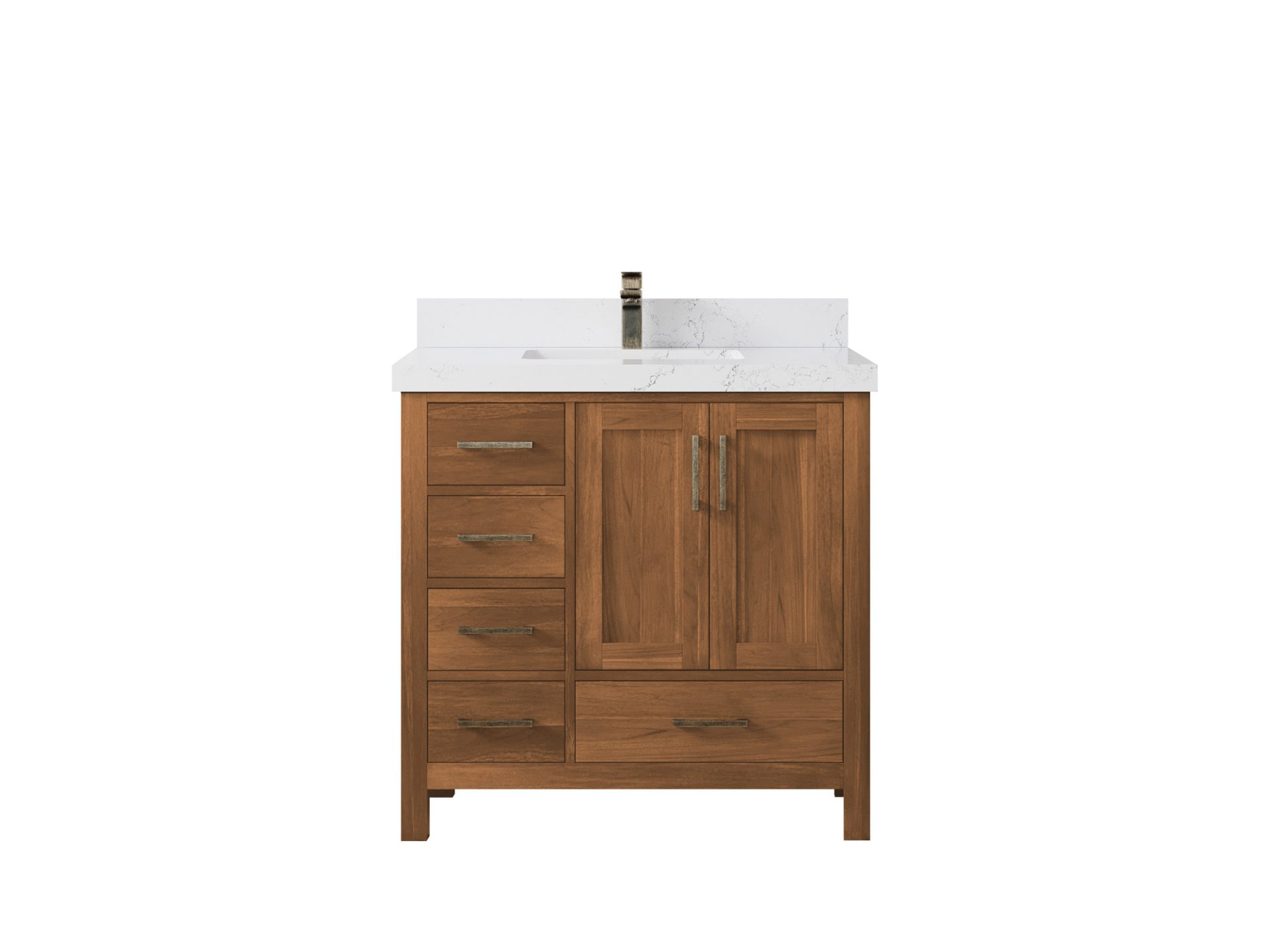 Malibu Teak Wood 36 in. W x 22 in. D Center Sink Bathroom Vanity