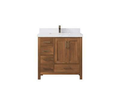 Malibu Teak Wood 36 in. W x 22 in. D Center Sink Bathroom Vanity