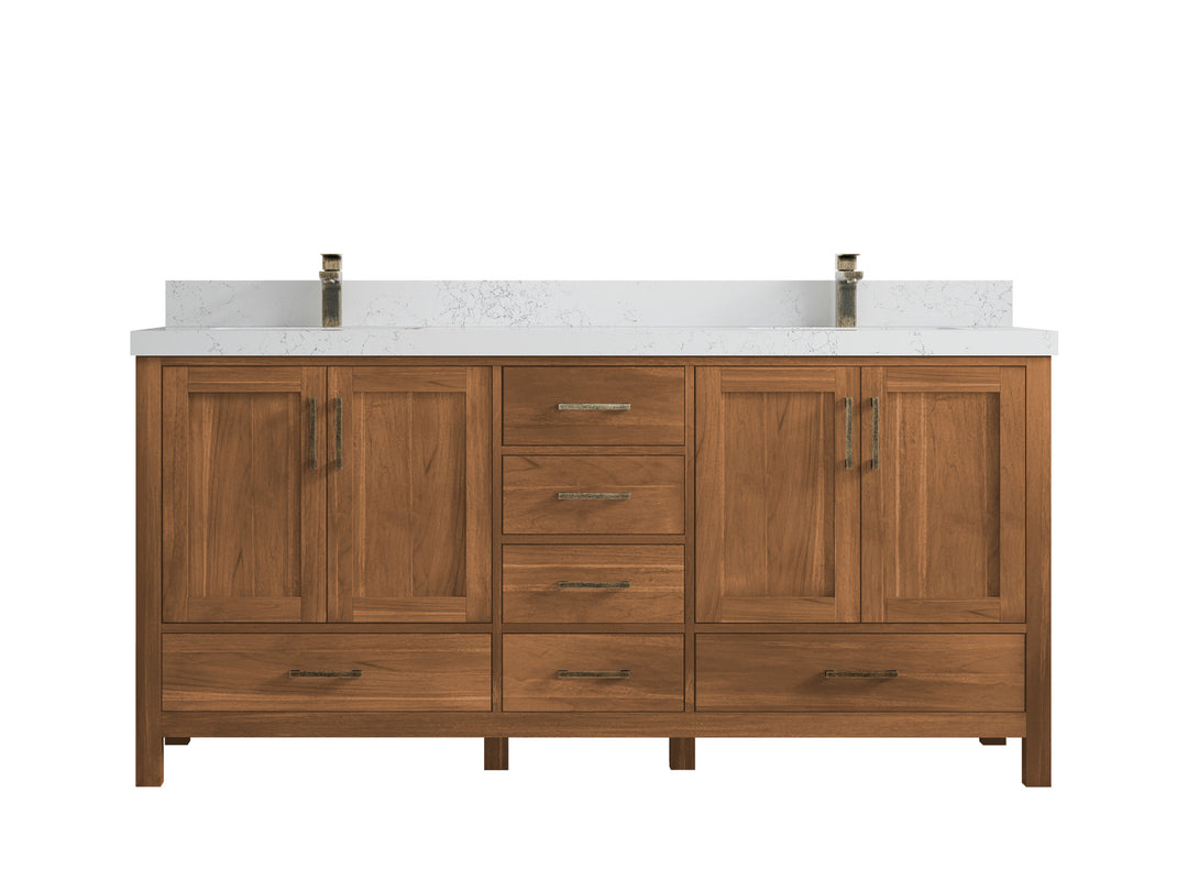 Malibu Teak Wood 72 in. W x 22 in. D Double Sink Bathroom Vanity