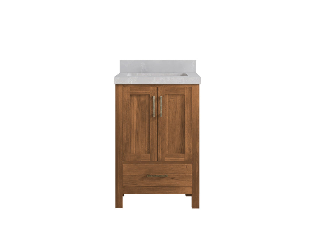 Malibu Teak Wood 24 in. W x 22 in. D Single Sink Bathroom Vanity