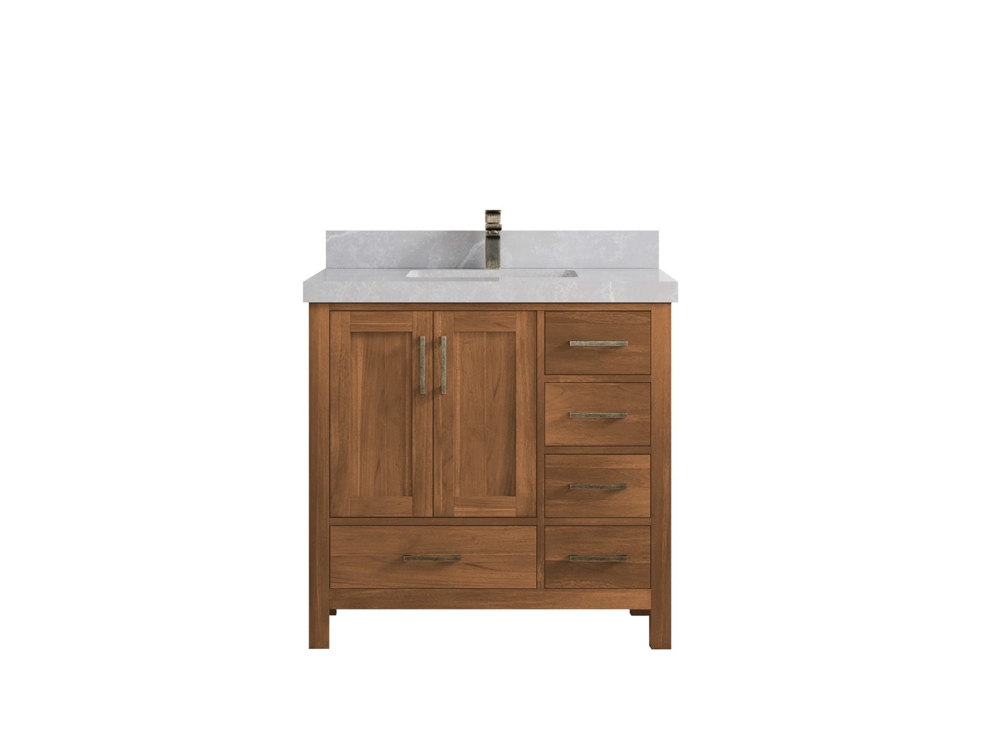 Malibu Teak Wood 36 in. W x 22 in. D Center Sink Bathroom Vanity