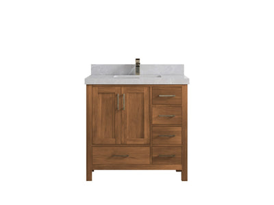 Malibu Teak Wood 36 in. W x 22 in. D Center Sink Bathroom Vanity